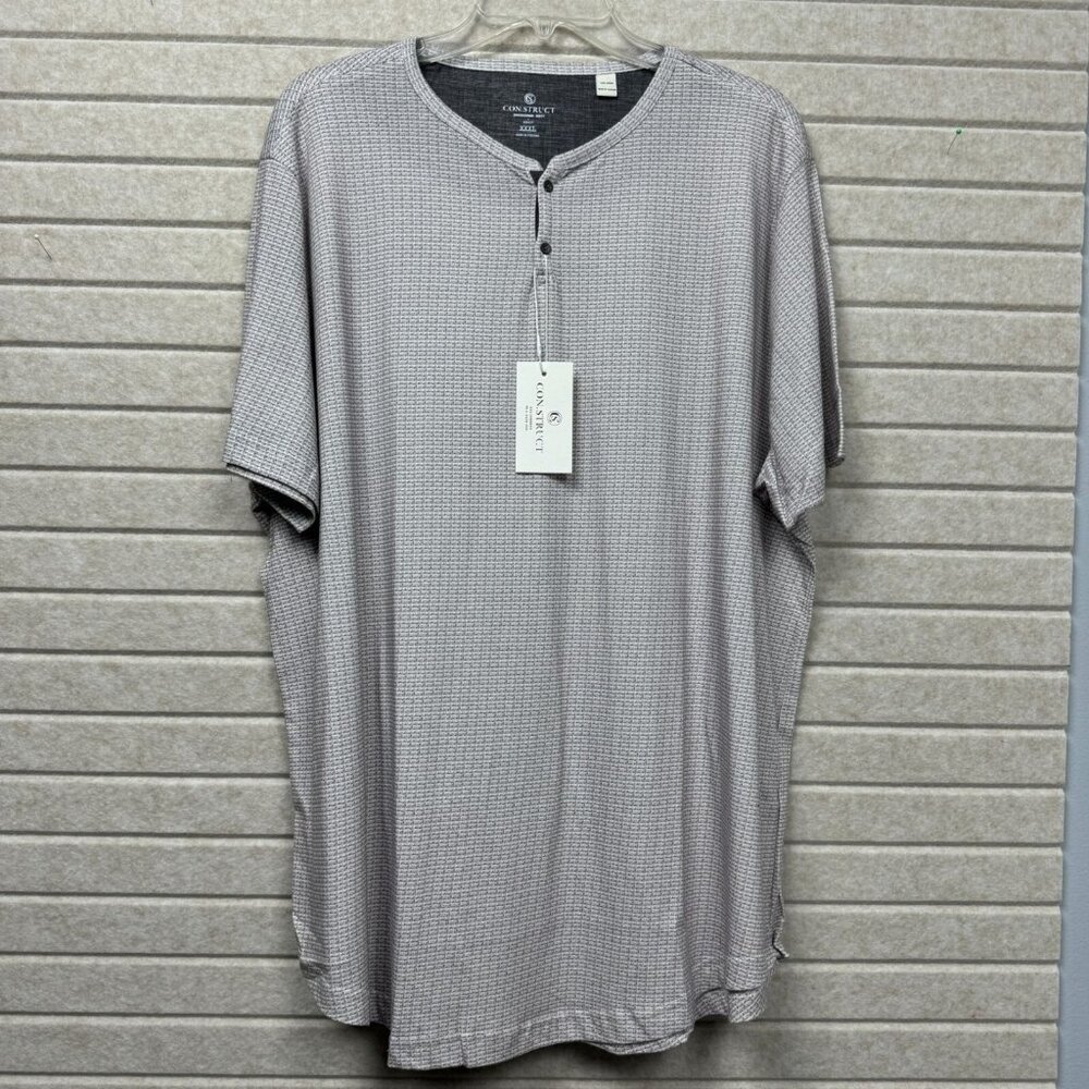 Men’s 3XL Taupe Short Sleeve Waffle Knit Henley Shirt Casual NWT CON.STRUCT